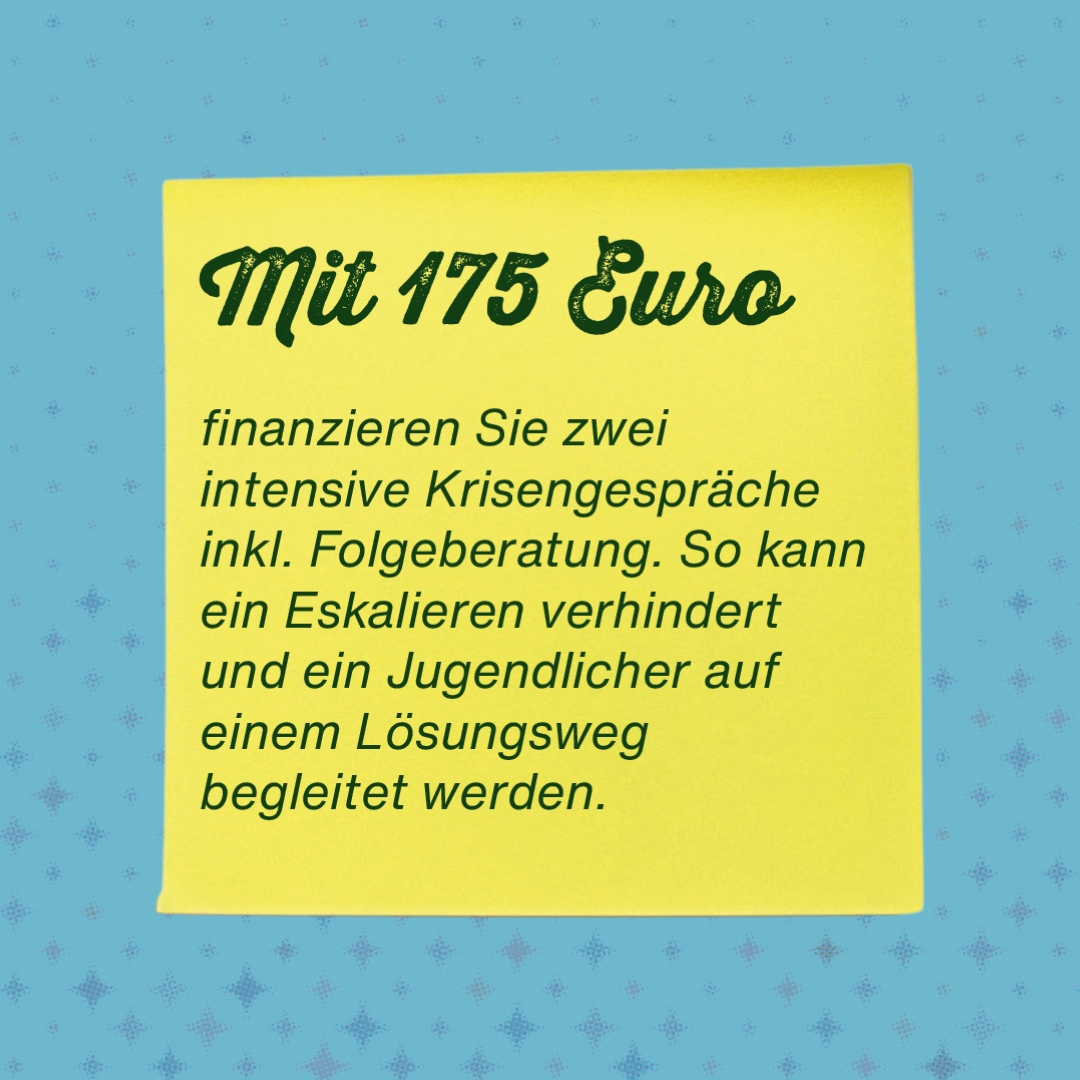 Sticky Note auf dem steht: 175 Euro spenden
