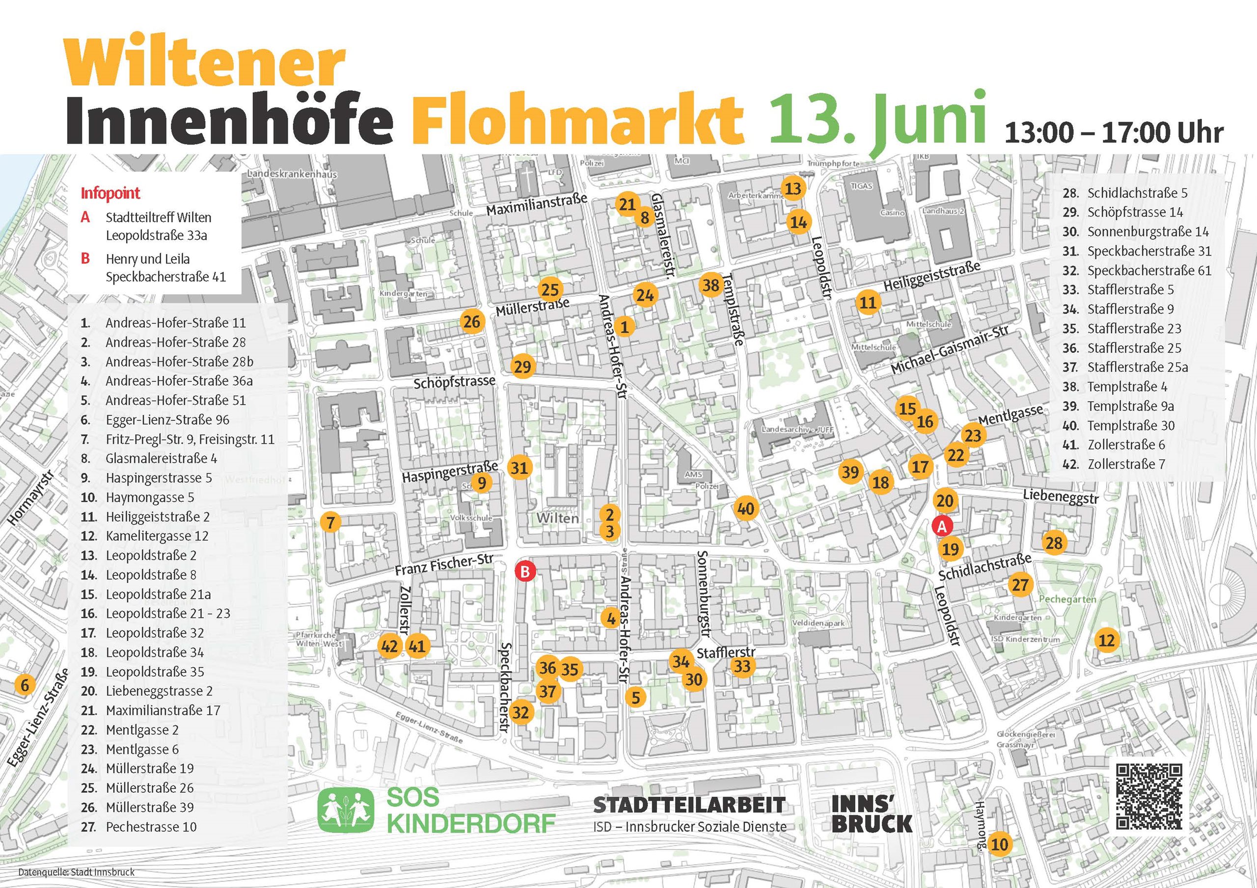 Karte mit den teilnehmenden Innenhöfen
