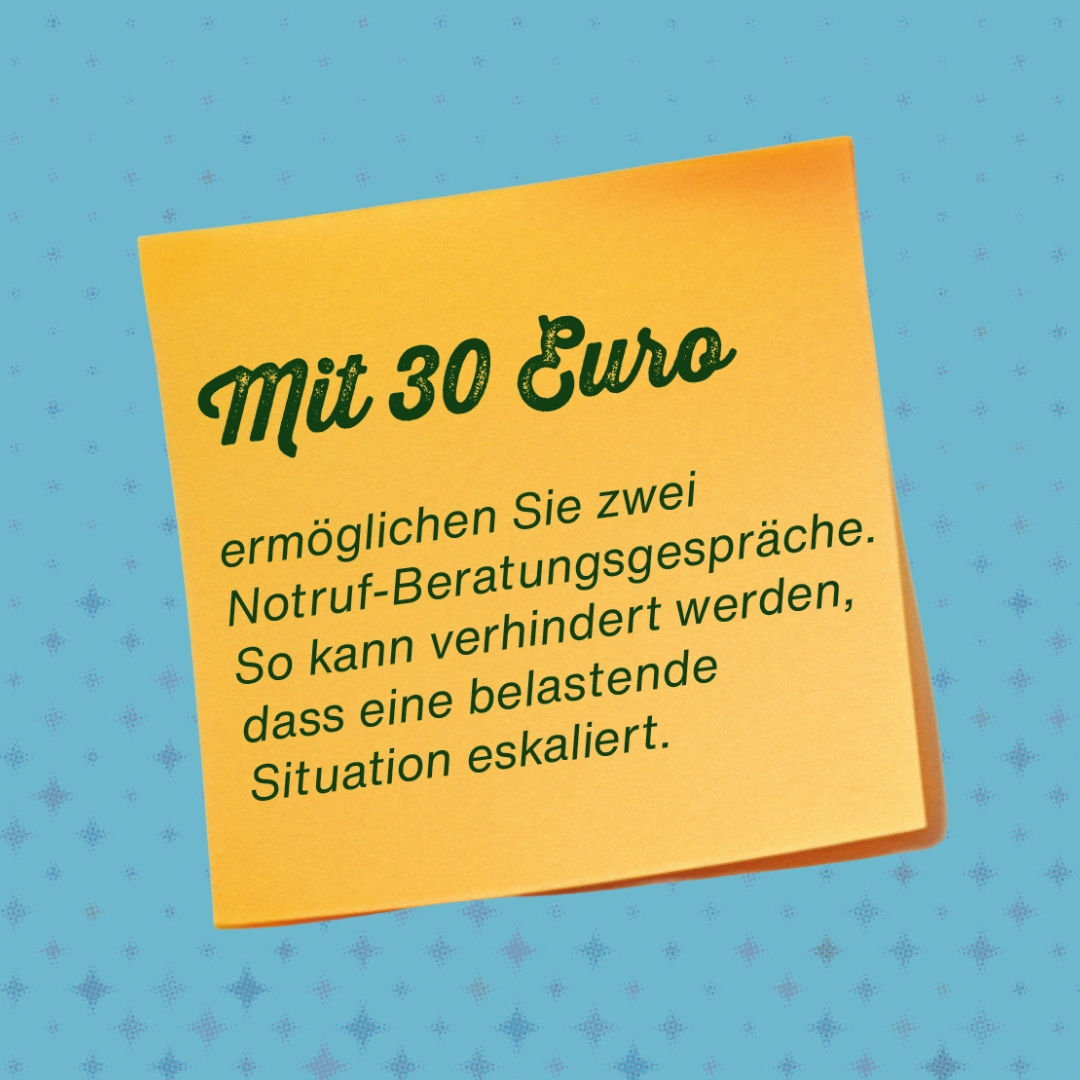 Sticky Note auf dem steht: 30 Euro spenden