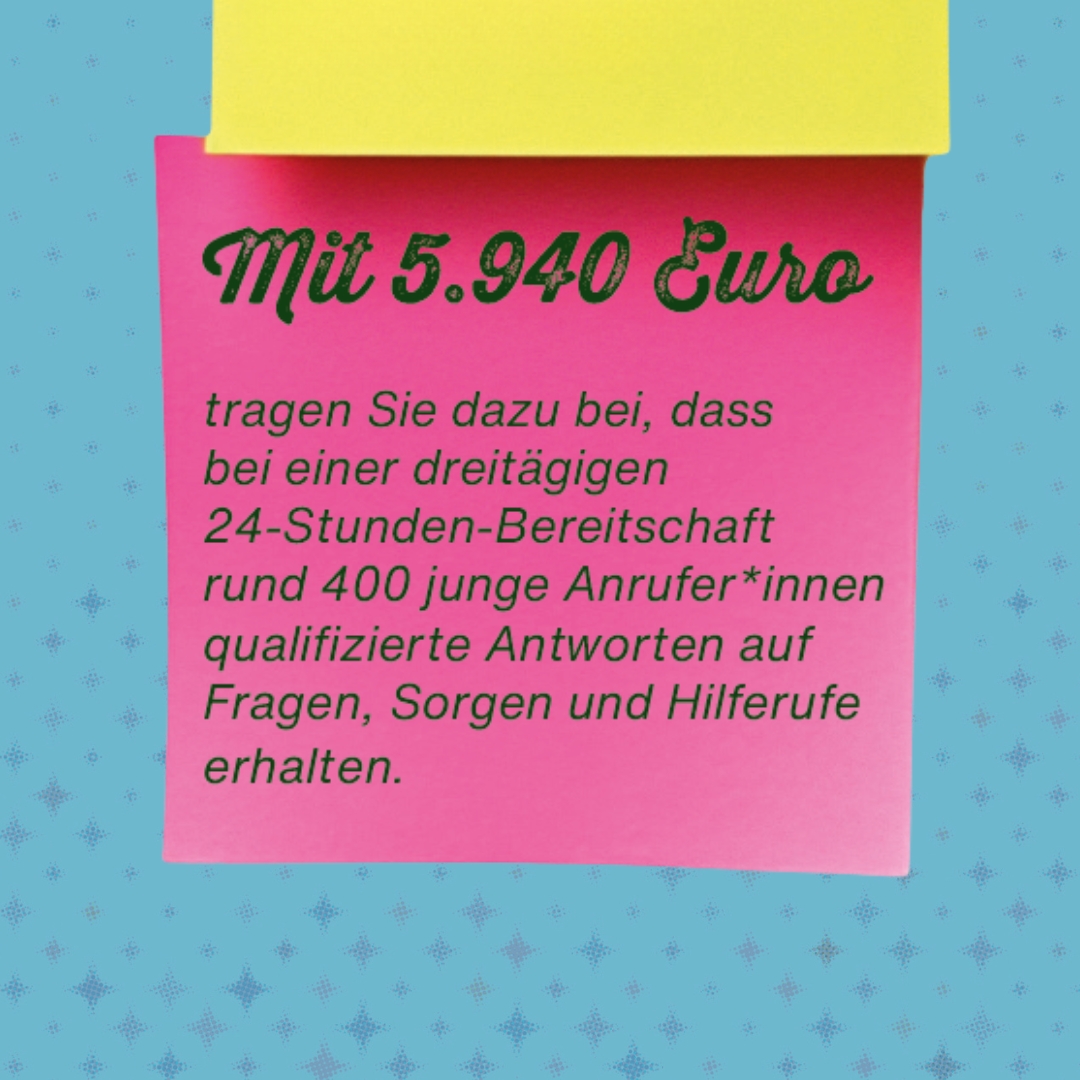 Sticky Note auf dem steht: 5940 Euro spenden