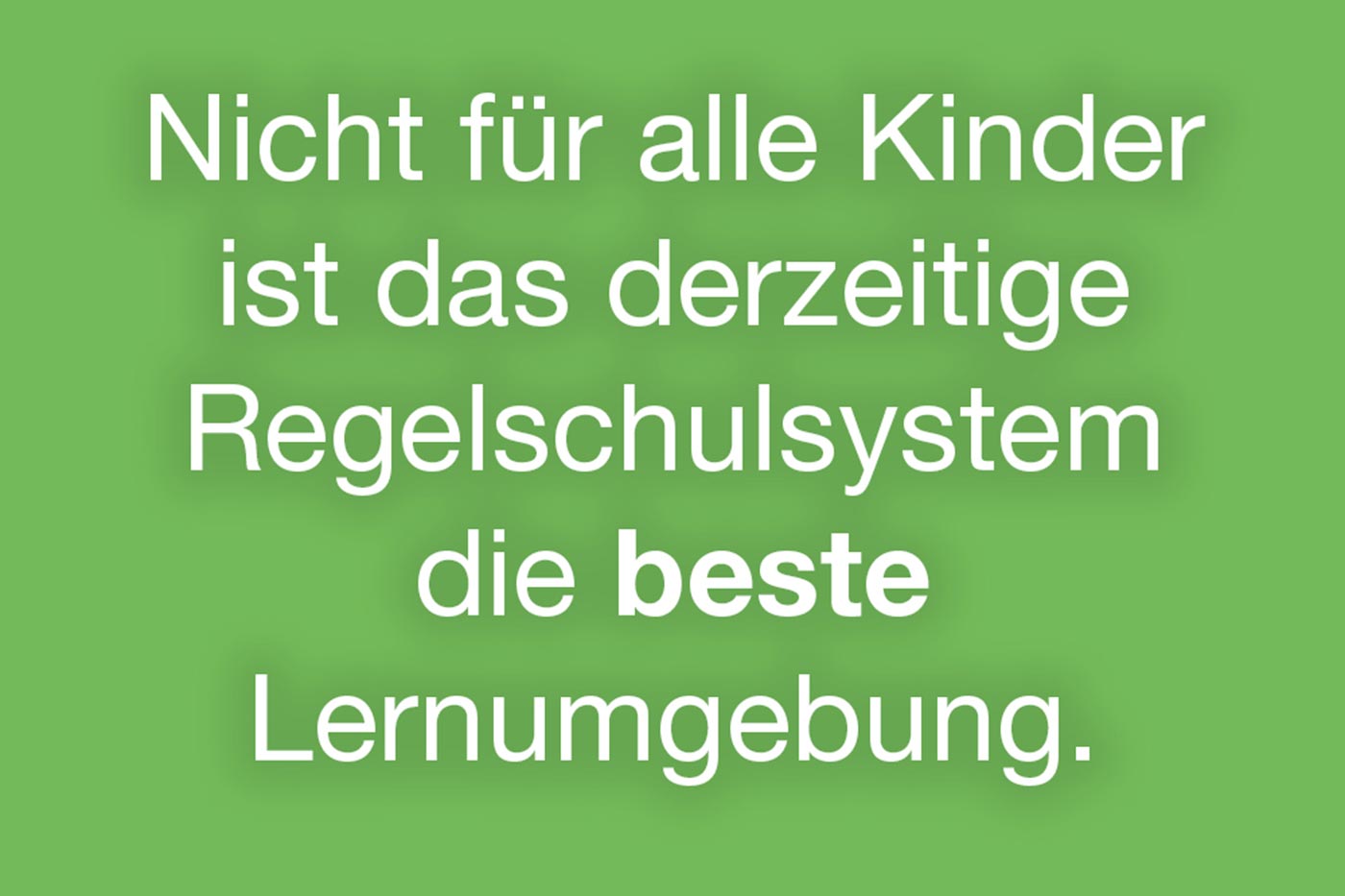 Nicht für alle Kinder ist das derzeitige Regelschulsystem die beste Lernumgebung