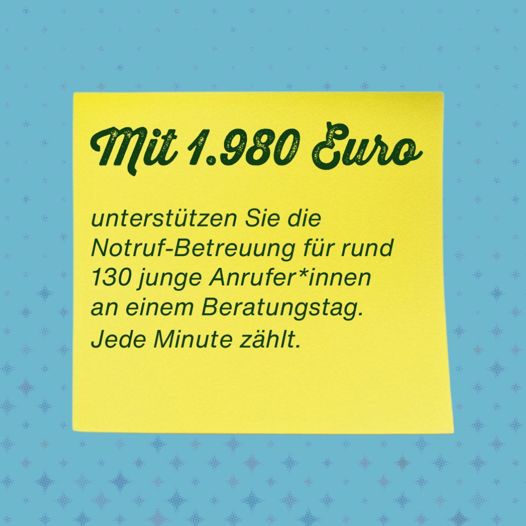 Sticky Note auf dem steht: 1980 Euro spenden