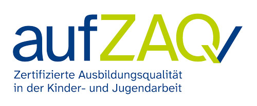 aufZAQ Logo Zertifizierte Ausbildungsqualität in der KInder- und Jugendarbeit