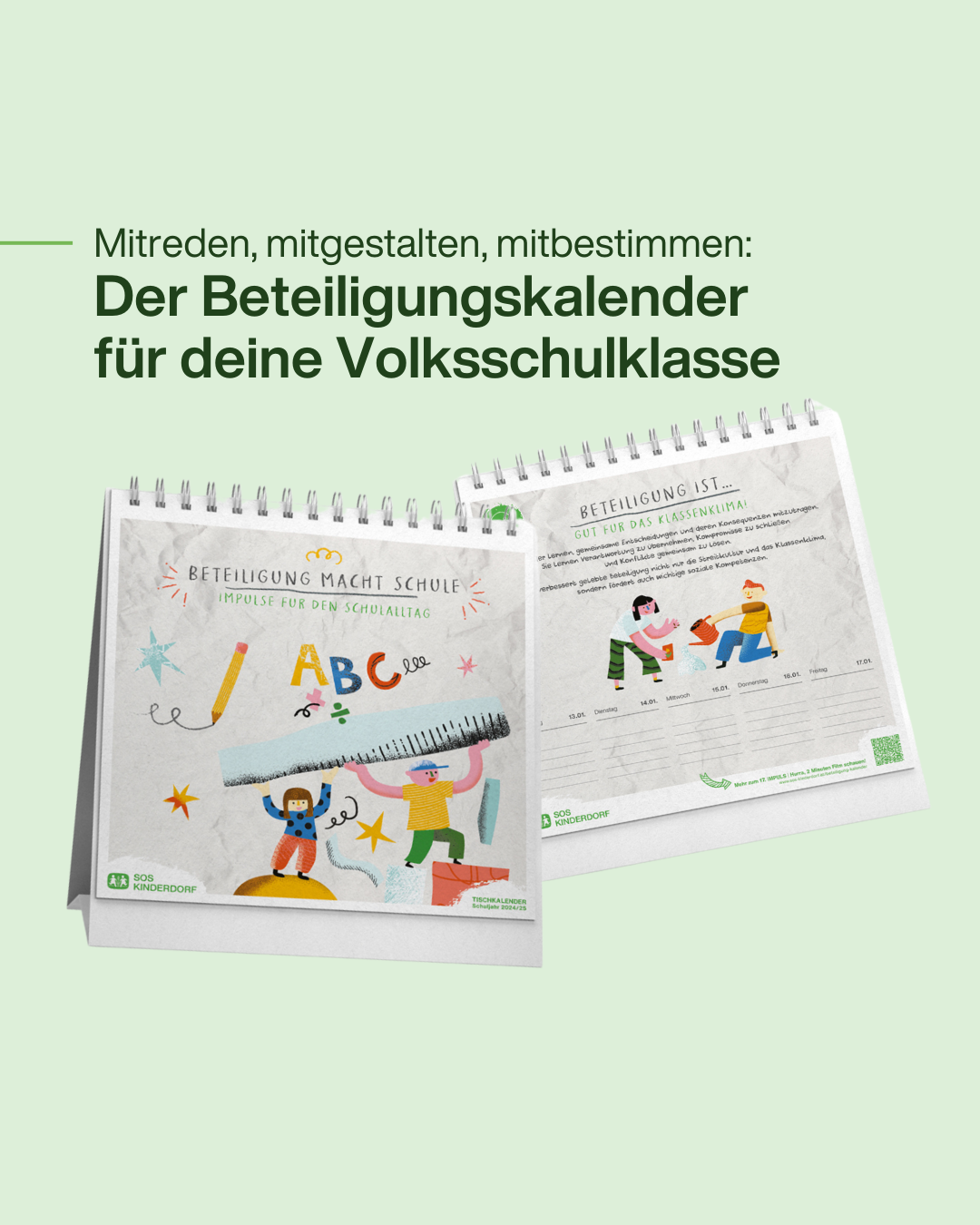 Titelbild in hellgrün mit zwei Bildern des Tischkalenders und dem Titel.