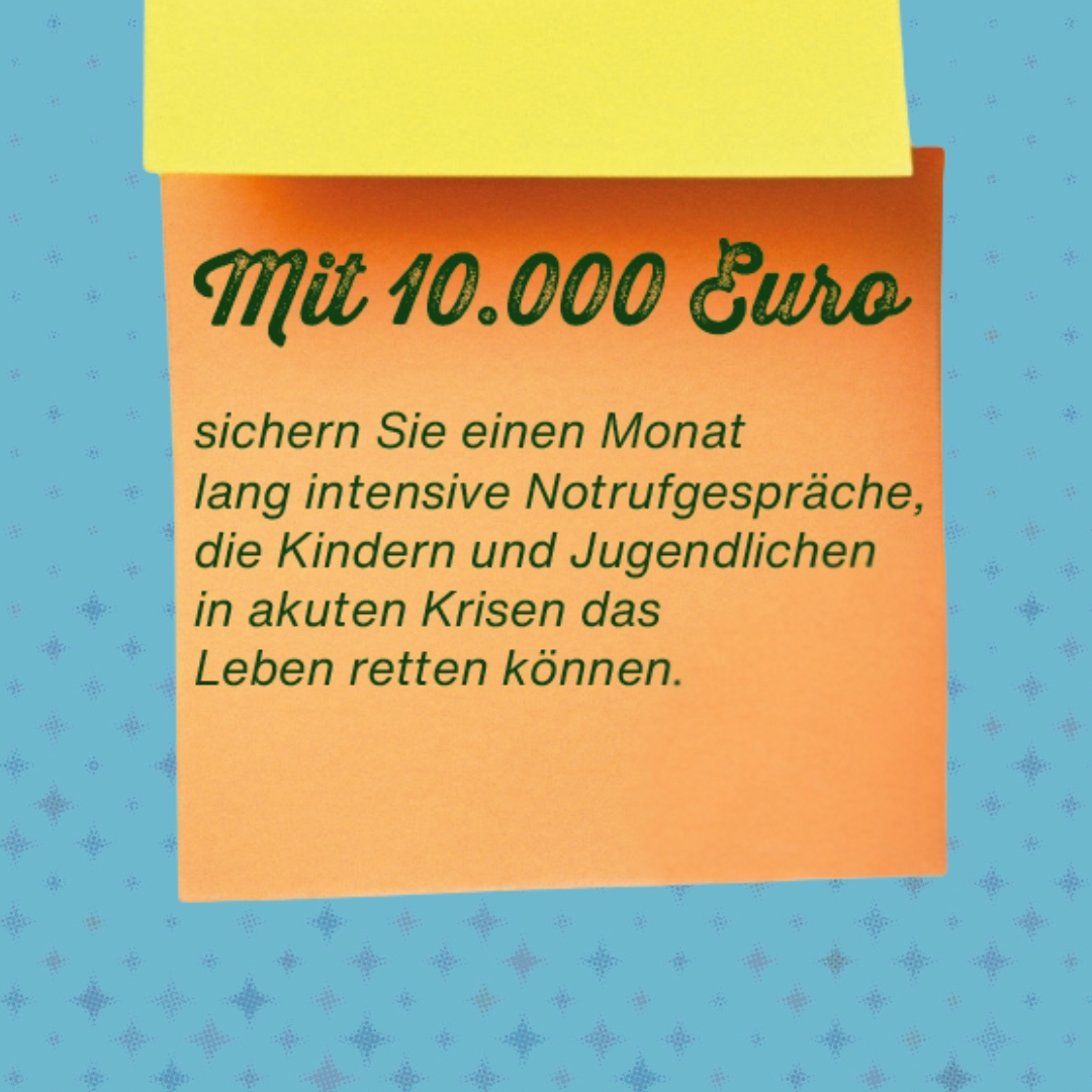 Sticky Note auf dem steht: 10000 Euro spenden